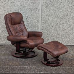 Vintage Lane Stressless Living Room Swivel Lounge Chair with Ottoman