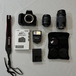 Canon Rebel T7i Camera Bundle - 2 Lenses, Flash & Bag - Excellent Condition