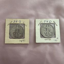1934 D And 1935 S Silver Half Dollar 