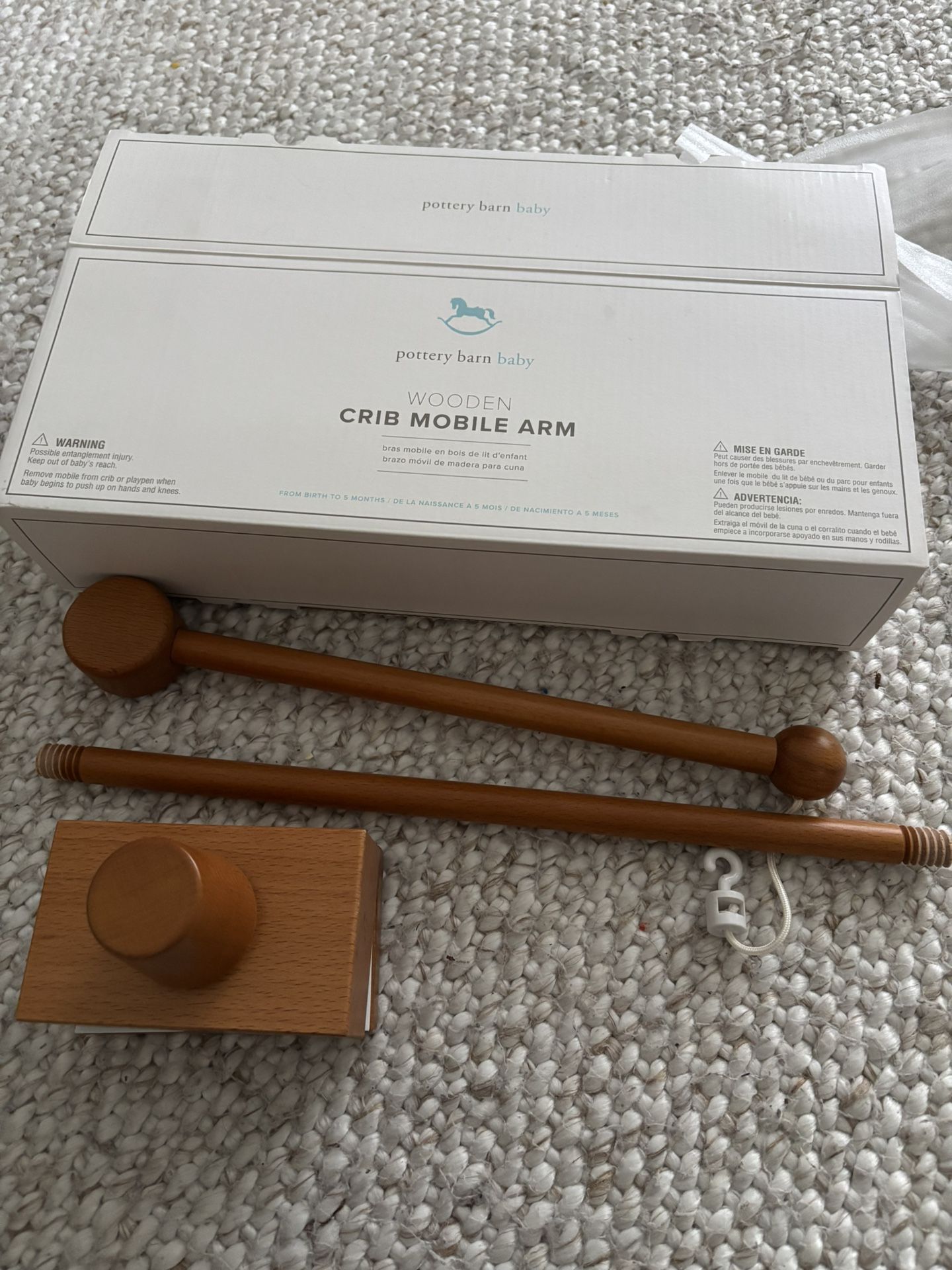 Wooden Crib Mobile Arm (Acorn)