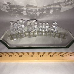 Swarovski Crystal Mini Train Set 4 Figurine and Mirror w Track 