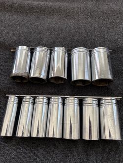 Snap On Tools Deep Sockets Chrome Finish - 1/2” Drive 12 Pieces