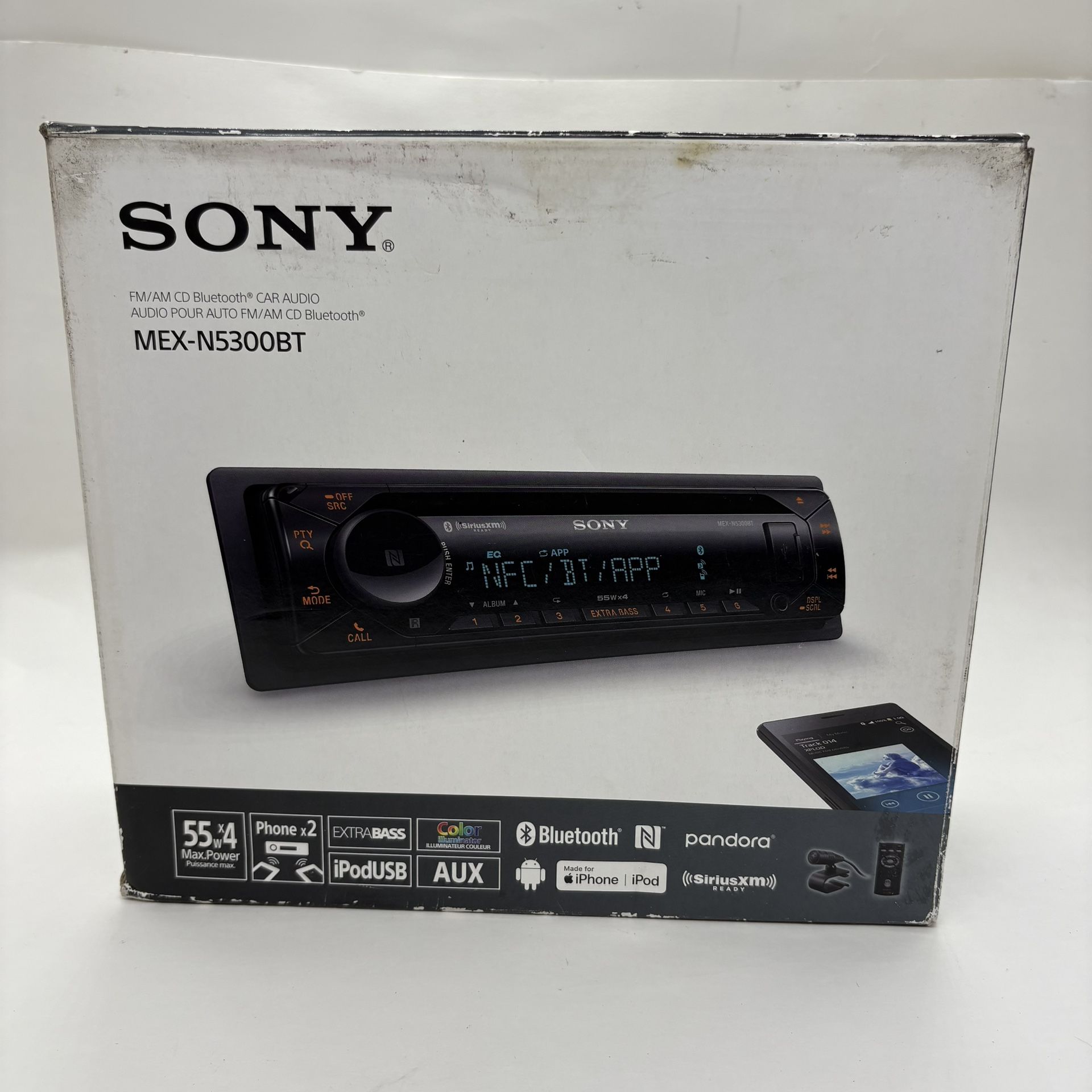 MEXN5300BT - Sony CD Receiver w/BT-USB, AUX, Color ILL., SXM ready Open Box