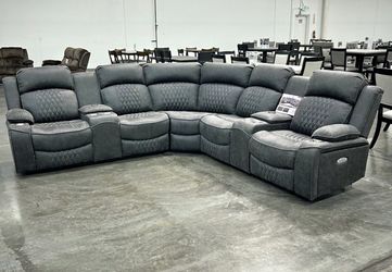 New luxury Gray Power Reclining Sectional Sofa