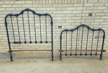 Vintage Twin Size Wrought Iron Headboard & Footboard