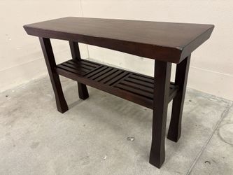 Dark Finished Console Table with Slatted Lower Shelf