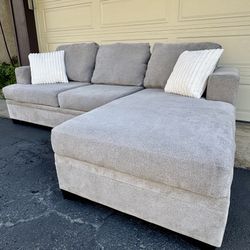Gray Reversible Living Spaces Sectional Couch Sofa