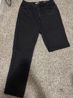 Black High-Waist Straight Leg Jeans