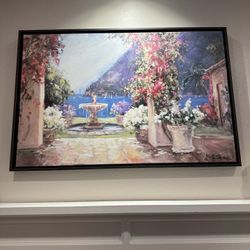 Canvas Print Painting With Dark Brown Frame  42” X 28”