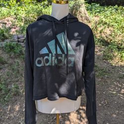 NWT Women's Adidas Black Crop Hoodie with Logo