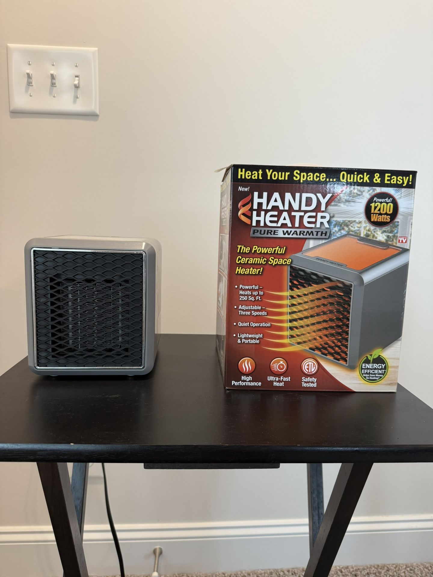 Handy Heater Pure Warmth – Compact 1200W Ceramic Space Heater (With Box)