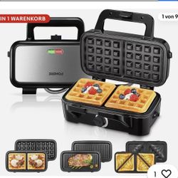 Fohere Sandwichmaker 1200W 5-Gang-Temperaturregelung Waffeleisen Kontaktgrill