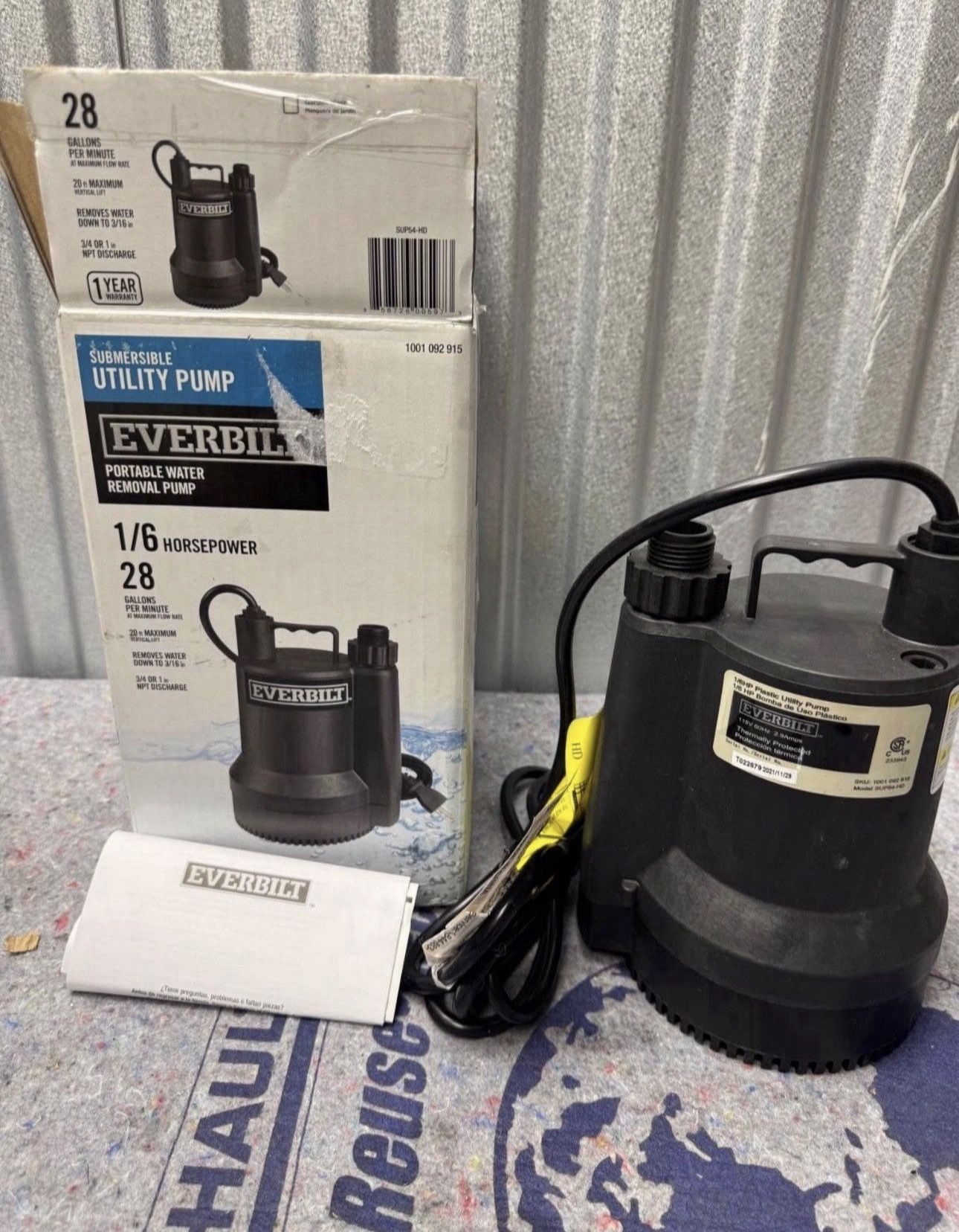 π₯ π₯ 1/6 HP Plastic Submersible Utility Pump (retail $120)
