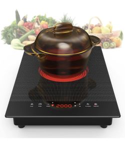 110V Electric Stove Top,Single Burner Electric Cooktop LED Touch Control,9 Power Levels, Kids Lock &Timer,Overheat Protection,2000W Portable Induction
