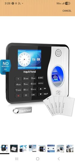 Employee Time Clock Fingerprint RFID Payroll Hours Machine No Monthly Fees