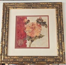 Cheri Blum Floral Art Print Pink Rose Cracked Linen Used Spring Florals