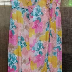Cato Floral Sheer  Multicolor lining Sexy Dance Dress Size 22/24WP