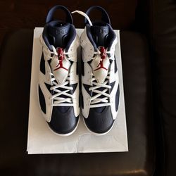 Men's AIR JORDAN 6 RETRO White Varsity Red Size 8 