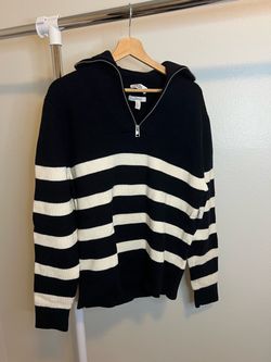 COS Striped Half-Zip Sweater Size Large