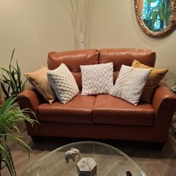 2 PIECE ORANGE SOFA SET