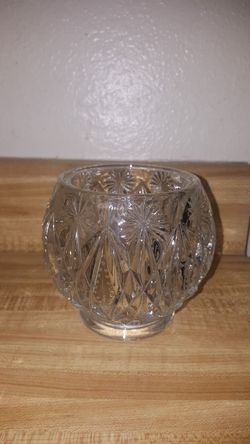 Vintage boho heavy crystal cut glass holder