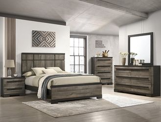 4PC DARK GREY QUEEN BEDROOM SET