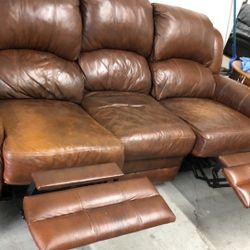 Real leather very good condition recliner sofa
