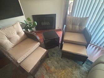 Brand New 2-Person Outdoor Wicker Patio Set w/ Ottomans