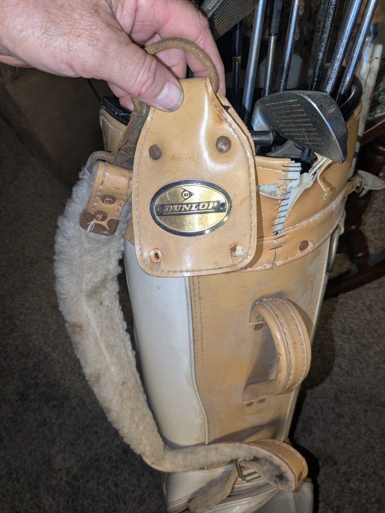 Vintage Dunlop Golf Bag With Clubs