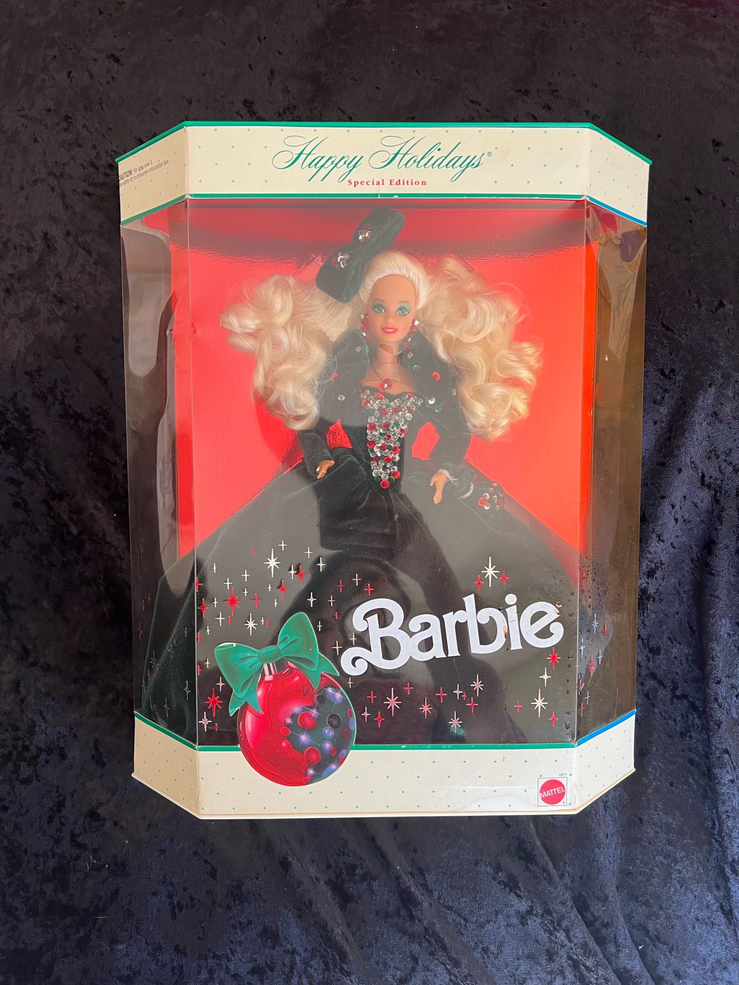 Happy Holidays Special Edition 1991 Barbie Doll #1871 Velvet Jewels Green