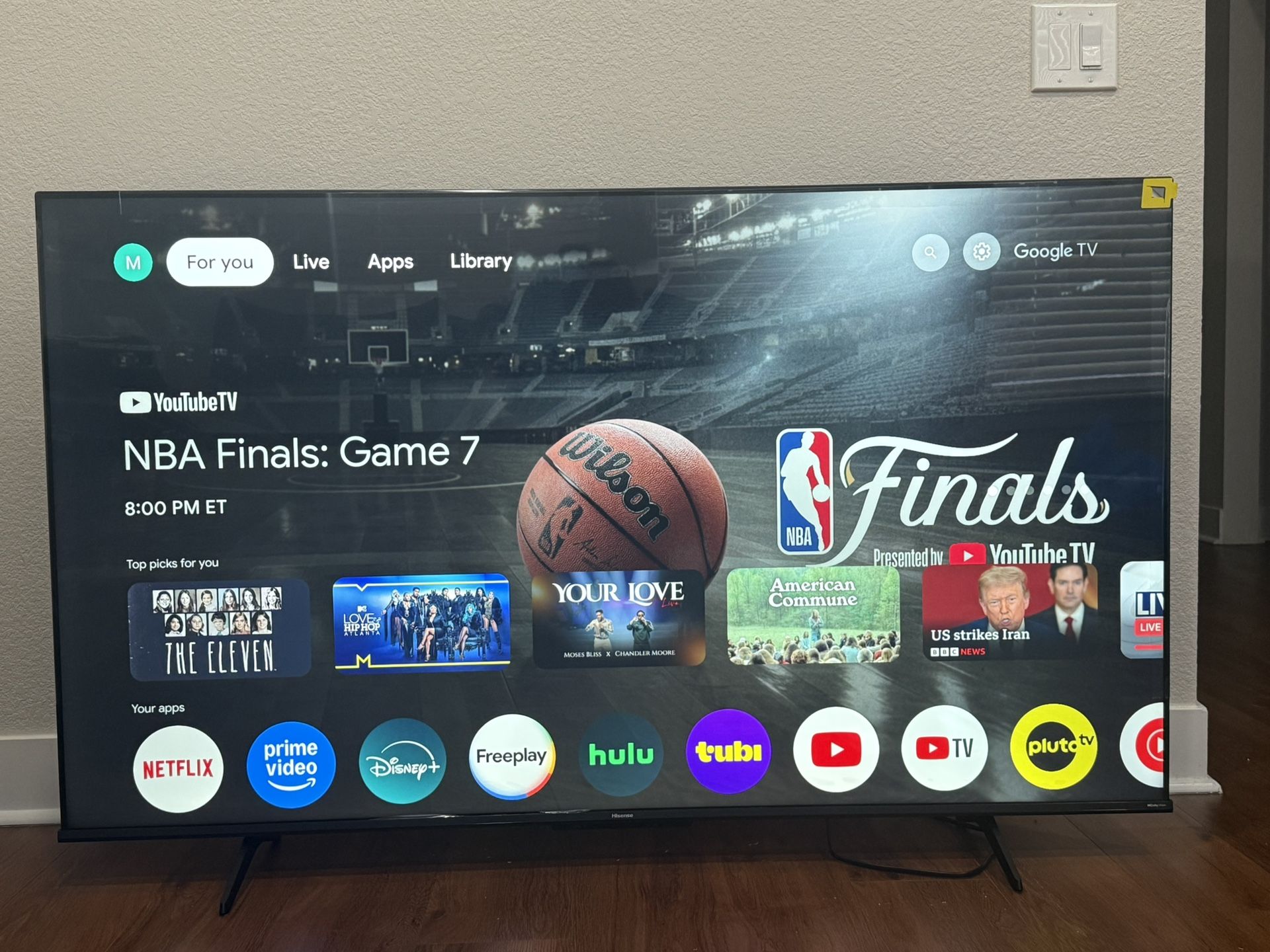 65” Hisense Google Smart TV