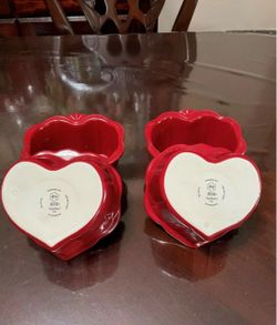 Princess House Pavillion Heart-Shaped Ceramic Ramekins Set of 4