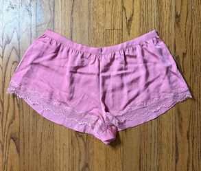Victoria's Secret satin sleep shorts featuring lace trim size M