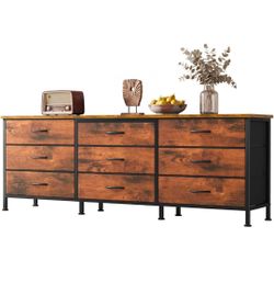 TV Stands for Up to 75 Inch Long Entertainment Center with 9 Fabric Drawers, TV Living Room Furniture