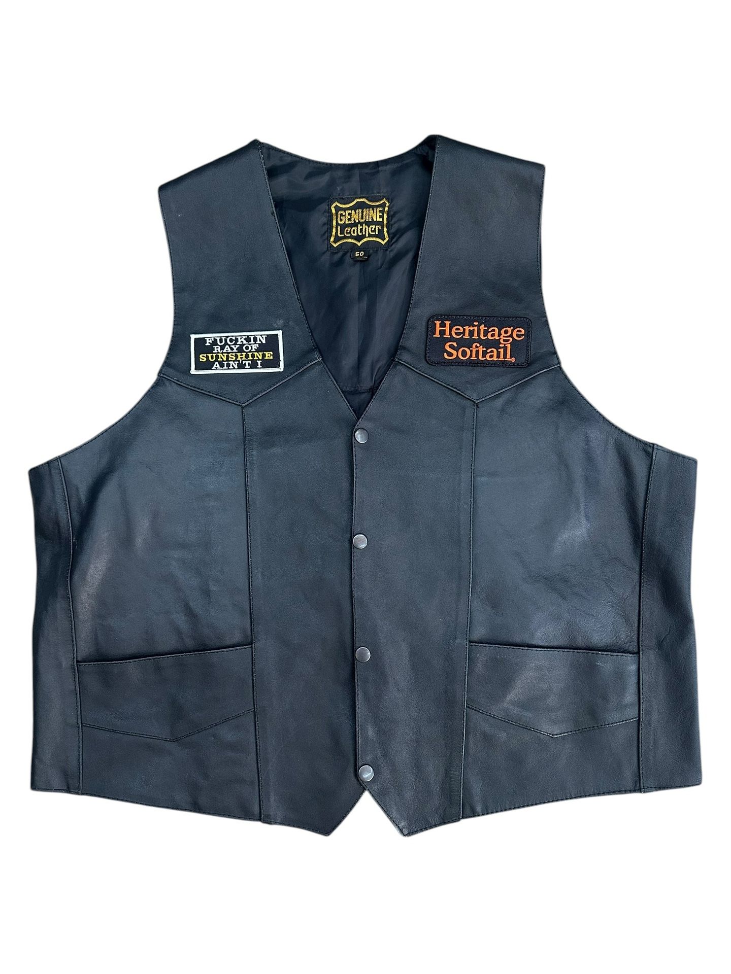 Harley Davidson Heritage Softail Leather Vest Size 50