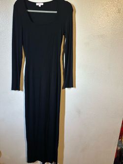 black Long sleeve long dress