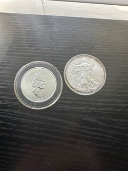 1990 Canadian Maple Leaf & 2016 American Silver Eagle Coins