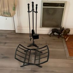 Chimney Tool Set With Wood rack 