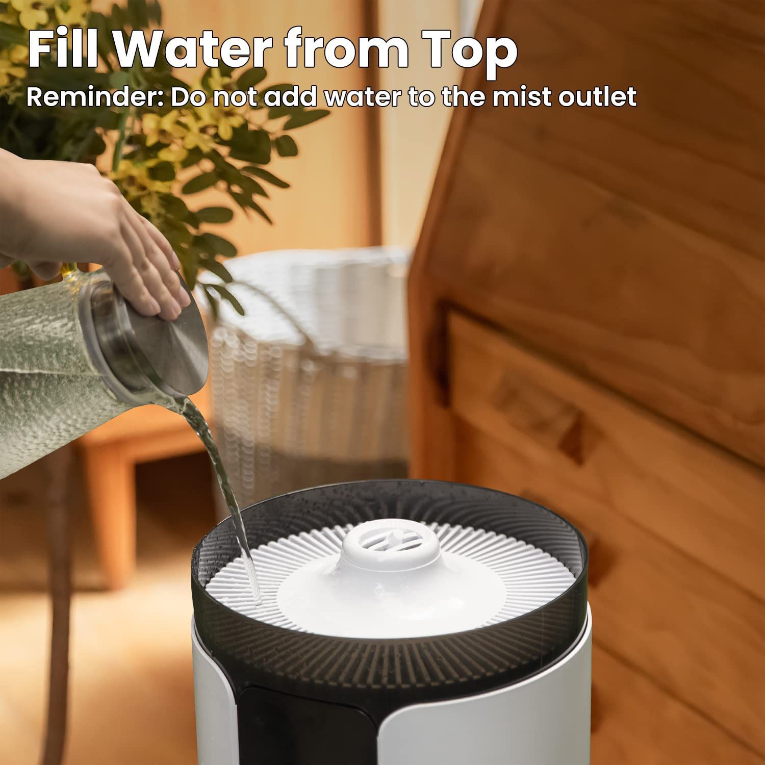 Humidifiers for Large Room Wholehouse Humidifier 1000 sq. ft 4.2 Gal 16L Floor Humidifier 360° Nozzles Cool Mist Ultrasonic Humidifier 1000mL/h Output
