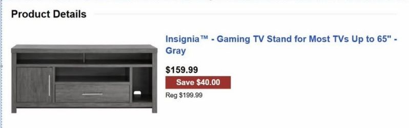 Insignia Modern Gaming TV Stand for Tv's up to 65"