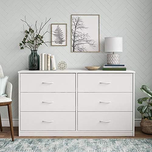 Mainstay Classic 6 Drawer Dresser, White Finish
