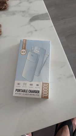K11 Portable Charger 10000mAh with Built-In Cables