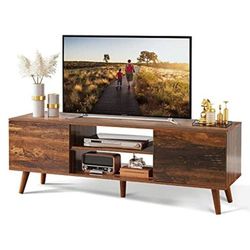WLIVE TV Stand for 55 60 inch TV, Mid Century Modern TV Console