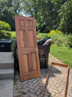 Six panel wood door with jamb