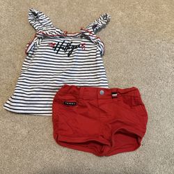 Tommy Hilfiger toddler girl top and shorts set, size 2-3T