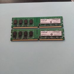 Crucial Pair Of 2GB DDR2 Dimm Ram Stick