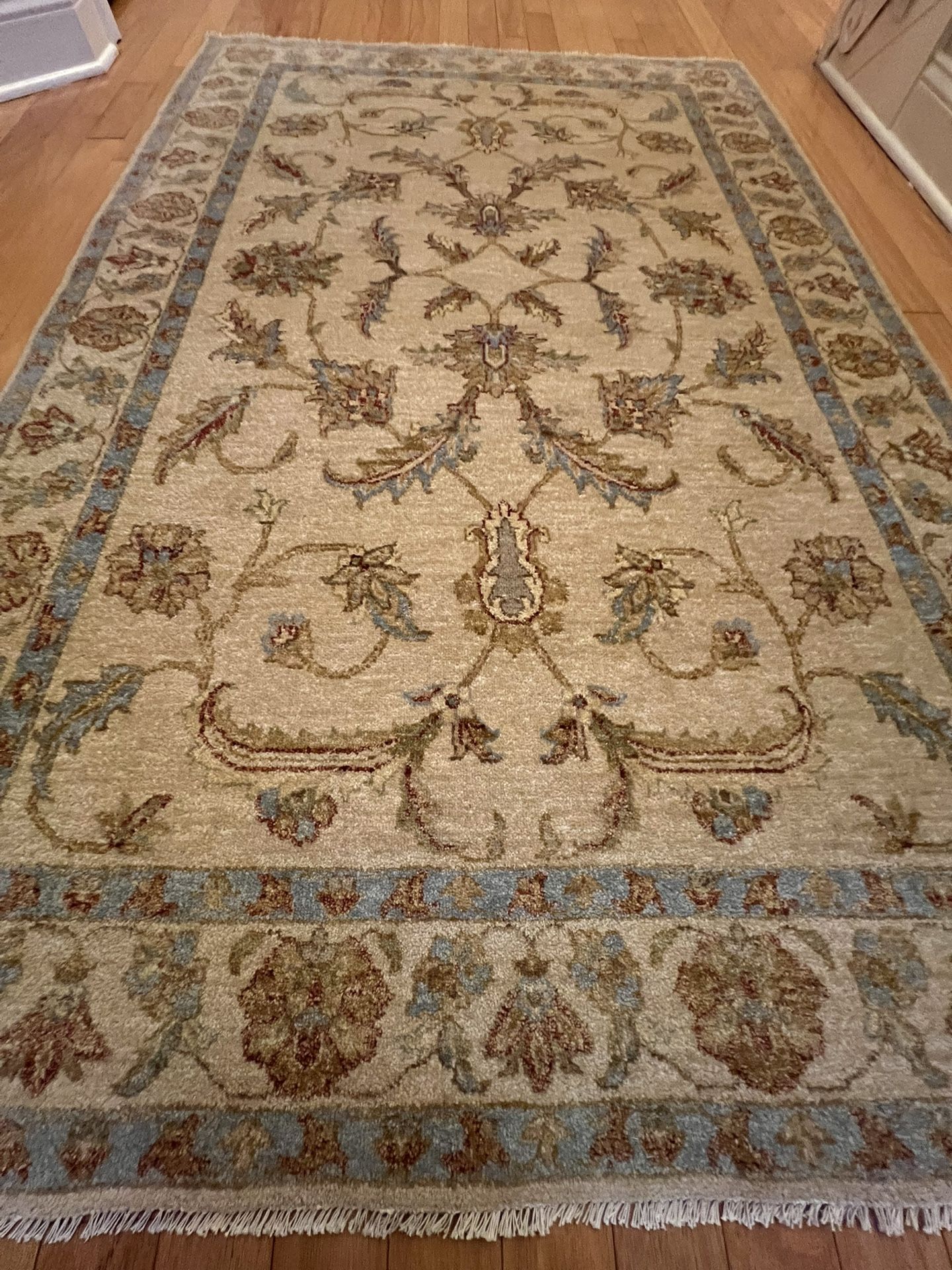4.6 X 6.10 100 % Wool Peshawar- Afghan Vegetables Dyed Hand Knotted Rug 