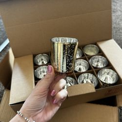 Gold Glass Candle Holders 