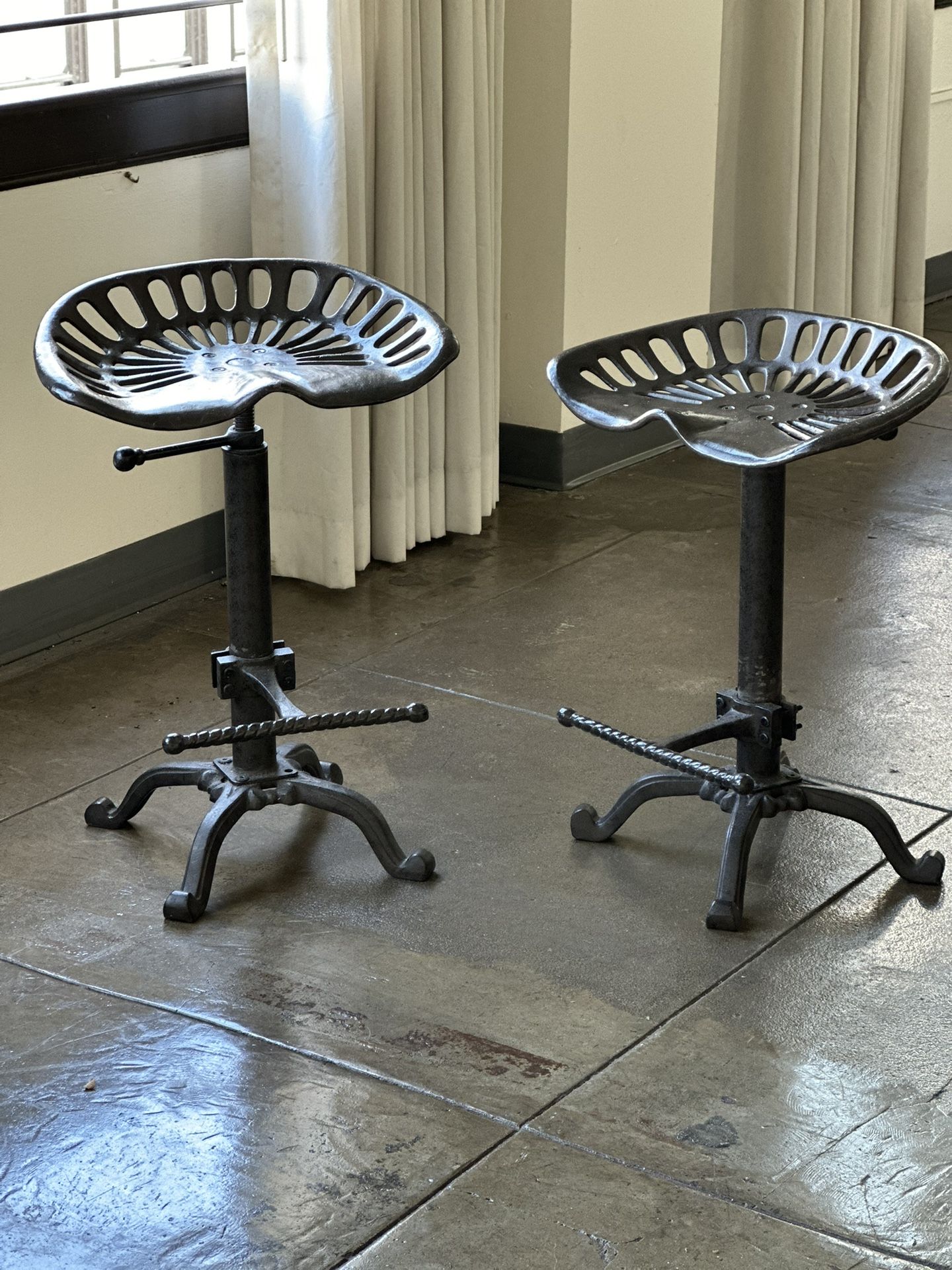 2 Vintage Industrial Tractor Seat Bar Stools