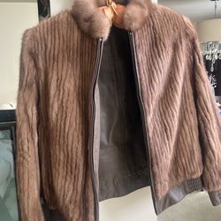 Ranch Mink Reversible to Leather Bomber Jacket sz XS /S